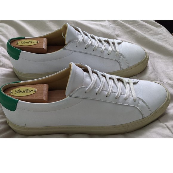 Mens 8 Gustin Low Top white green leather Italy sneaker common-projects-style - Picture 1 of 7